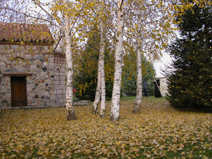 in the monastery yard